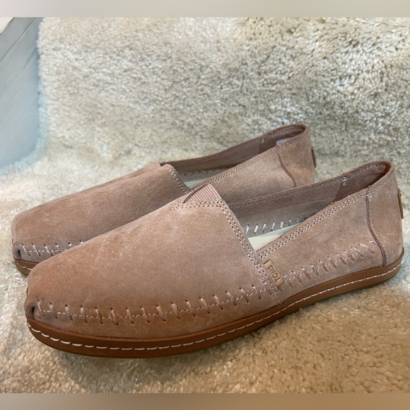 TOMS Sand Pink Suede Leather Wrap Women's Classics Alpargatas Sz W 7.5 New - Picture 2 of 7